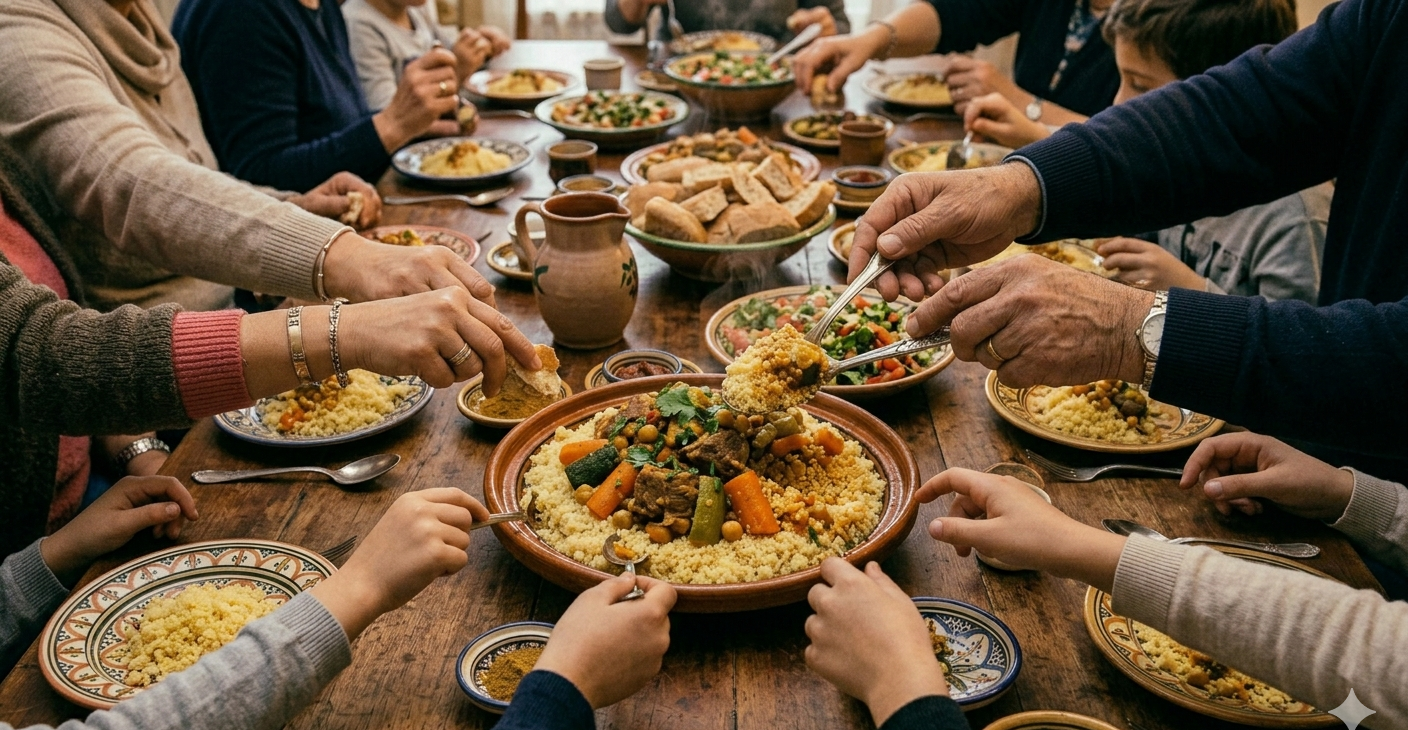 Le couscous du vendredi, autour d'une grande tablée
