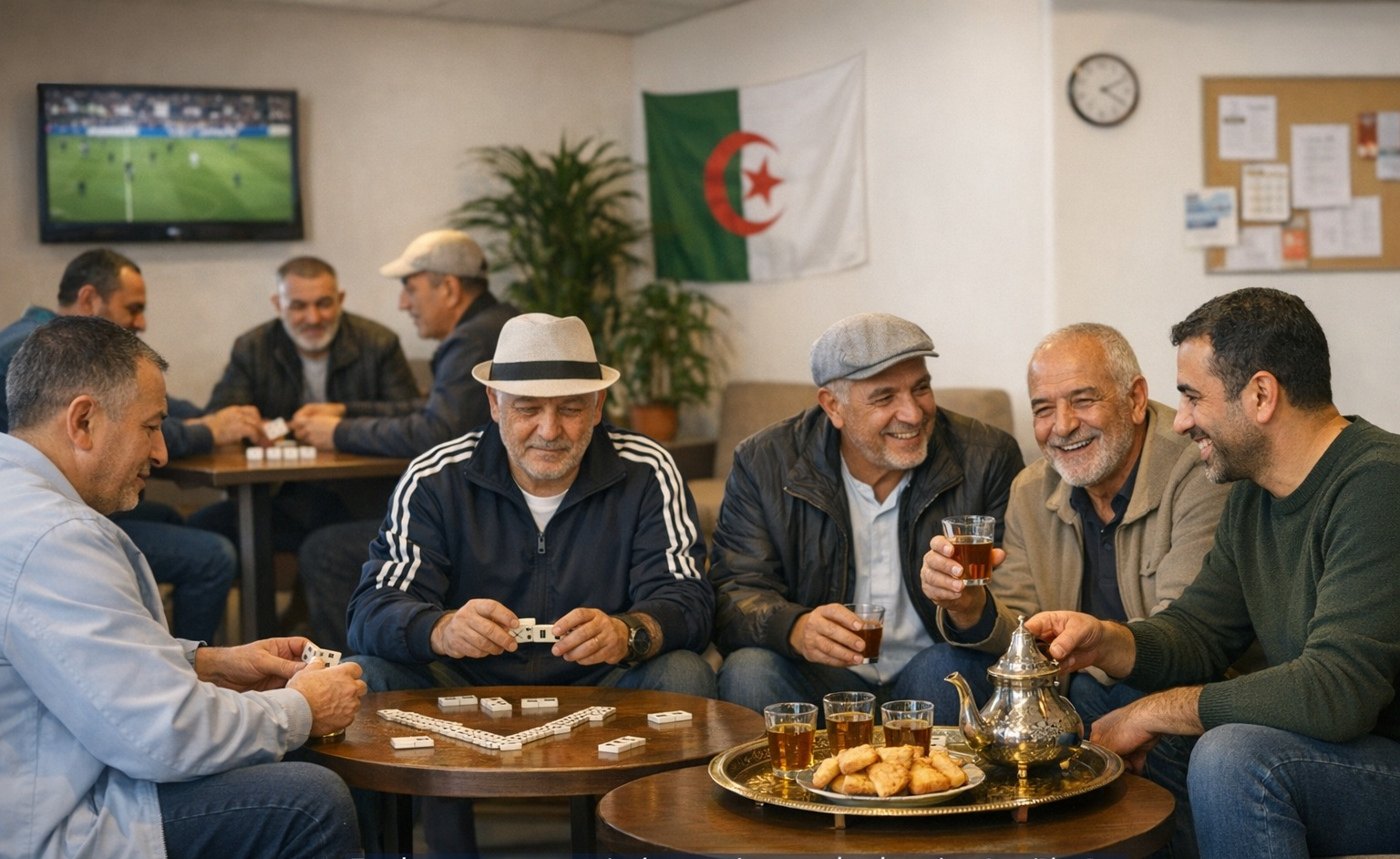 Au foyer du 169 rue Robert Schuman : les Chibanis autour d'une partie de dominos, le thé à la menthe et le drapeau algérien